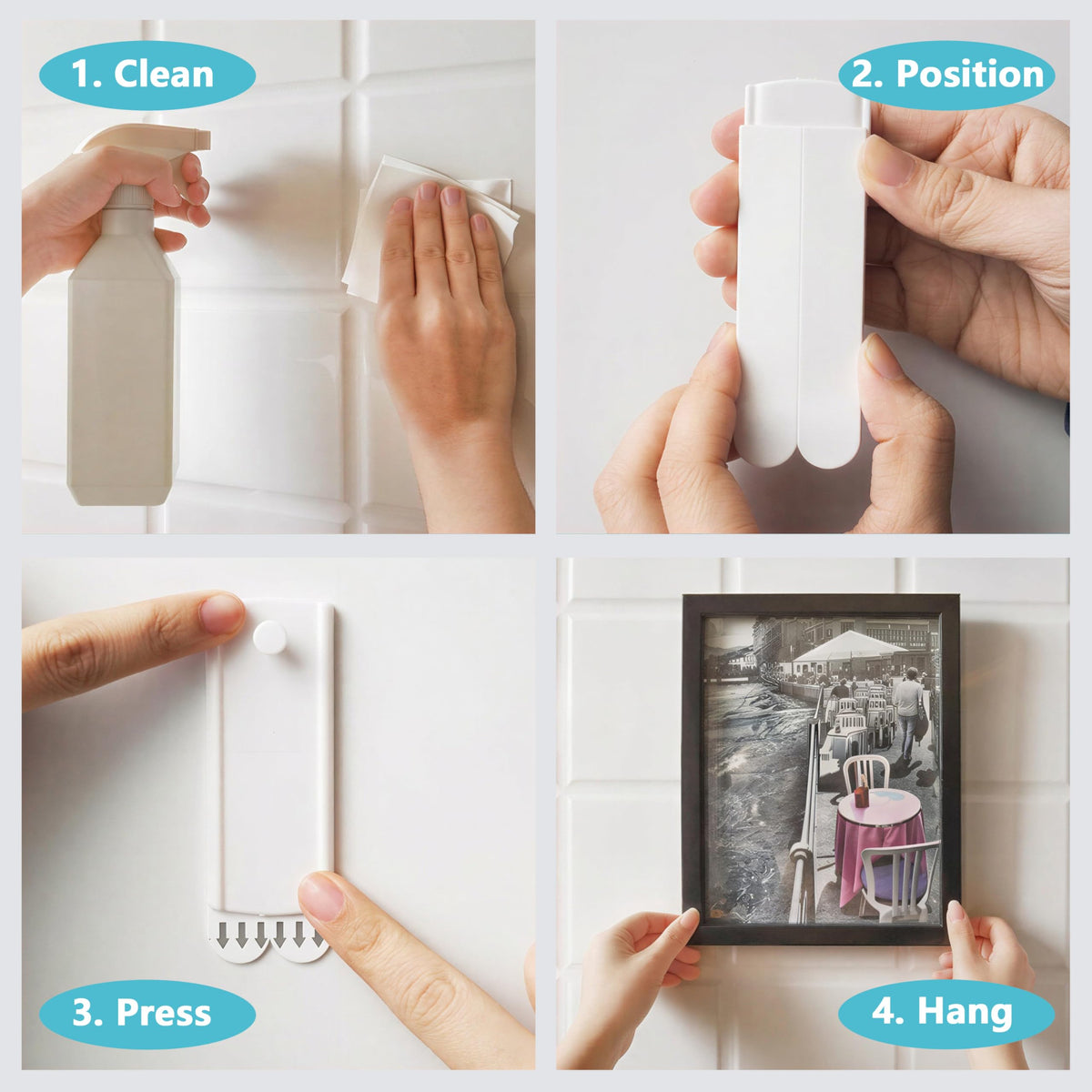 Jellysub Large Universal Frame Hanger Pack – 14 Hangers + 24 Strips, Damage-Free No Nails