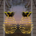 JHPGEOE 2 Pack Outdoor Solar Hanging Lantern Lights – 60LED Waterproof Pineapple Lanterns for Garden & Patio