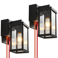 JOKAONOTL Porch Lights with GFCI Outlets — Dusk-to-Dawn, 2-Pack, Black