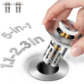 JOMSTHOME 5-in-1 Bathroom Sink Stopper – All-Metal Brass Core, Fits 1.1–2.36 in Drains
