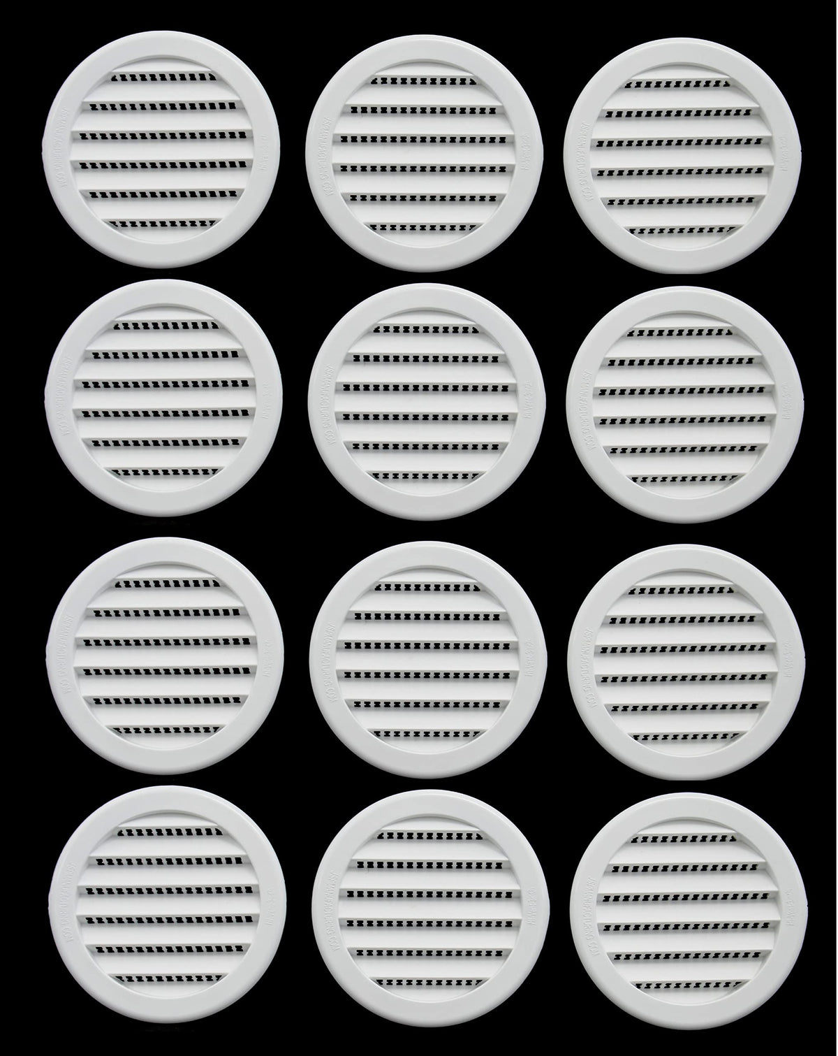JSP Manufacturing 3-Inch Round Plastic Louver Soffit Air Vent White | Reptile Screen Grille Cover (12 Pack)