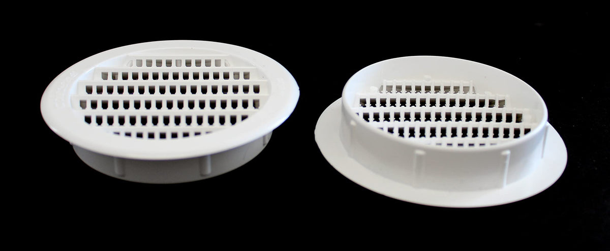 JSP Manufacturing 3-Inch Round Plastic Louver Soffit Air Vent White | Reptile Screen Grille Cover (12 Pack)
