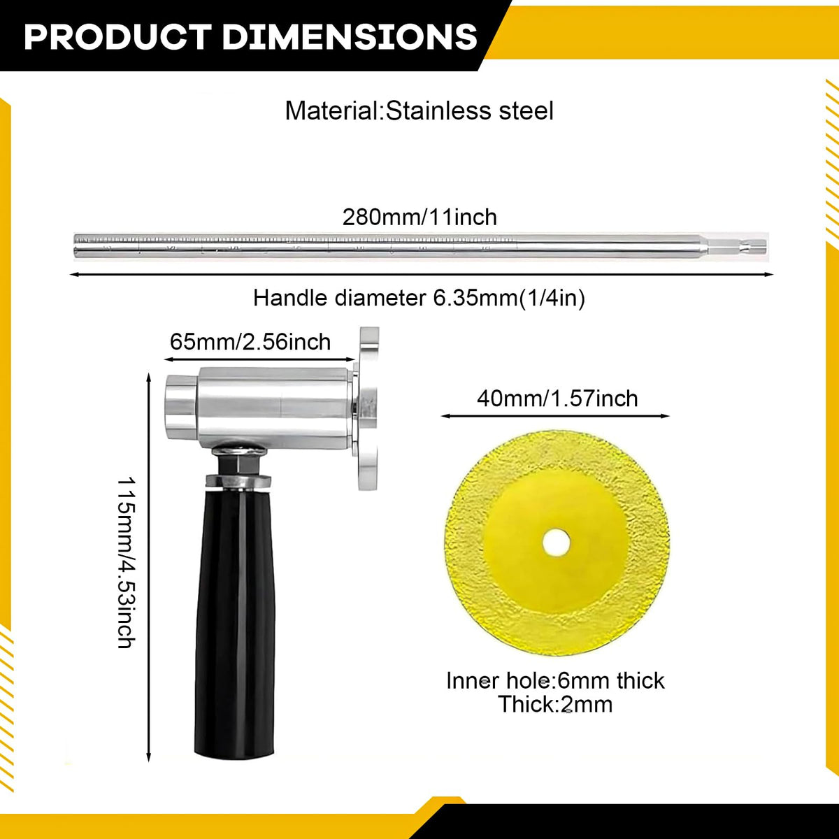 JUSTHERE Inside PVC Pipe Cutter – 7-Inch Depth, 4 Diamond Grit Wheels, 1/4-Inch Hex Shank