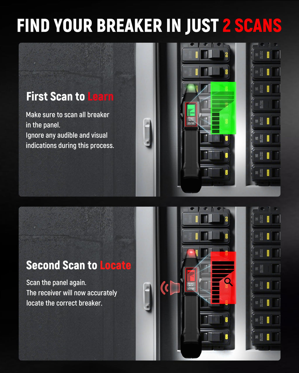 KAIWEETS KT301P Circuit Breaker Finder with LCD Display | GFCI Tester & NCV