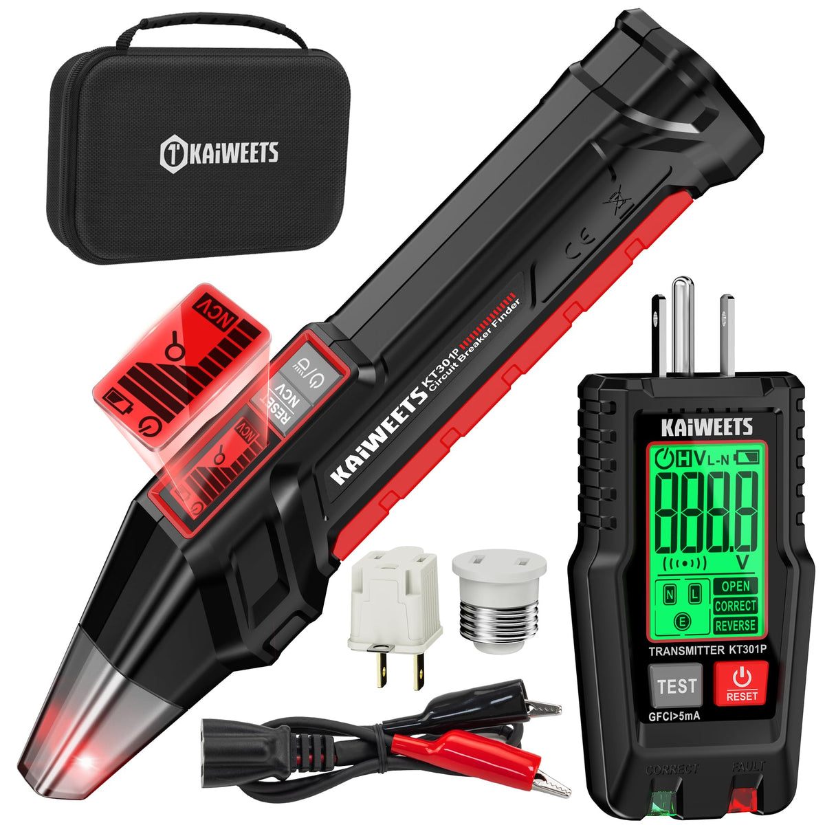 KAIWEETS KT301P Circuit Breaker Finder with LCD Display | GFCI Tester & NCV