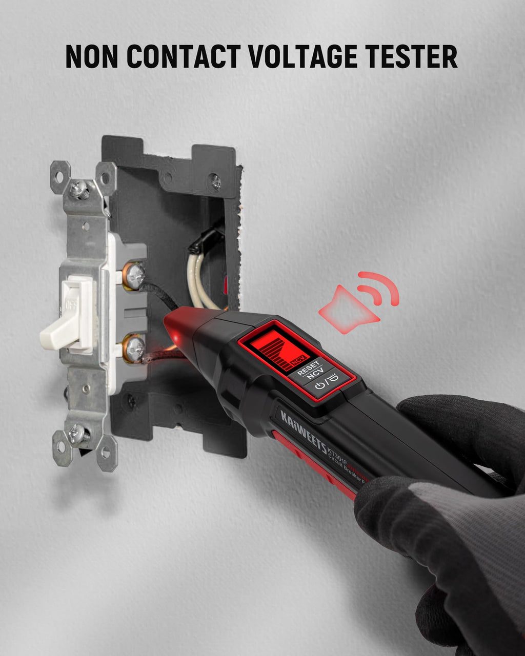 KAIWEETS KT301P Circuit Breaker Finder with LCD Display | GFCI Tester & NCV