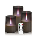 Kakoya Flameless Candles – Realistic Flicker, Remote Timers, 3-Piece Pillar Set (3x4, 3x5, 3x6) Grey
