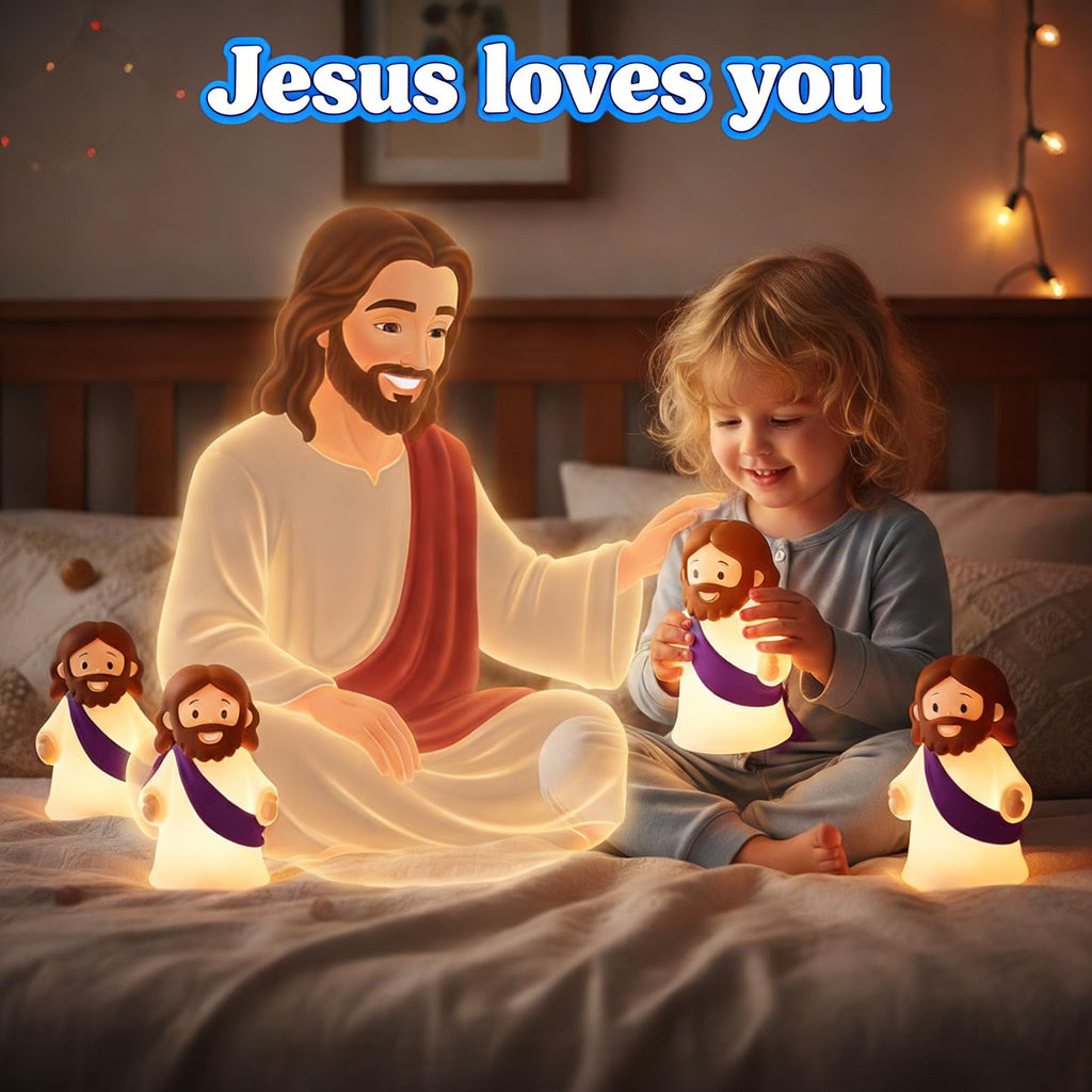 KangTen CHEN Jesus Night Light - Rechargeable, Dimmable Silicone LED for Prayer, Gifts & Easter (Purple)