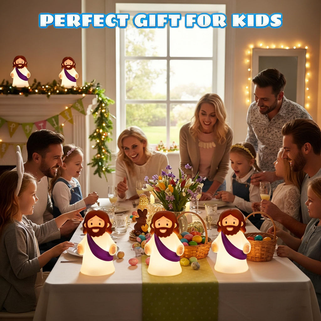 KangTen CHEN Jesus Night Light - Rechargeable, Dimmable Silicone LED for Prayer, Gifts & Easter (Purple)