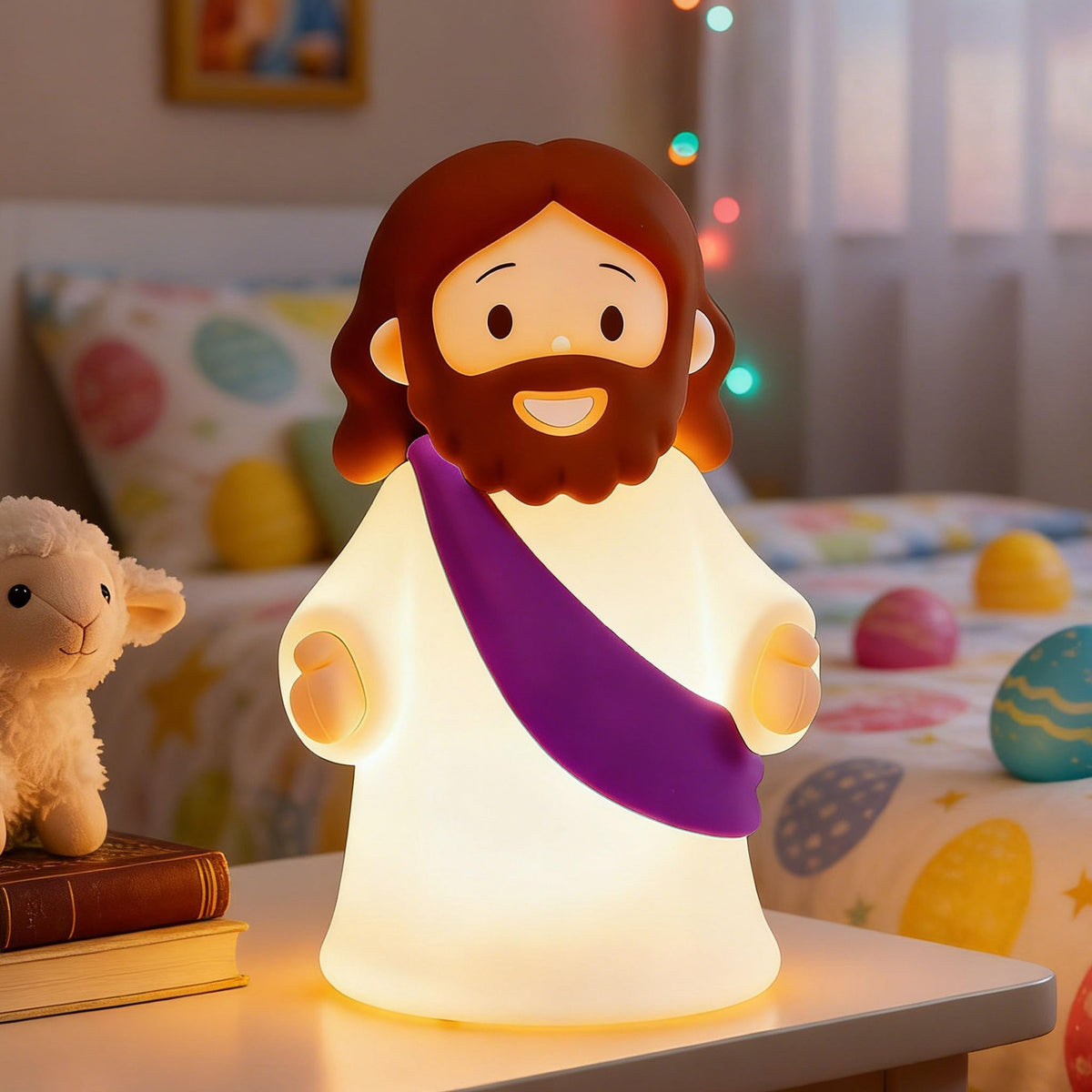 KangTen CHEN Jesus Night Light - Rechargeable, Dimmable Silicone LED for Prayer, Gifts & Easter (Purple)