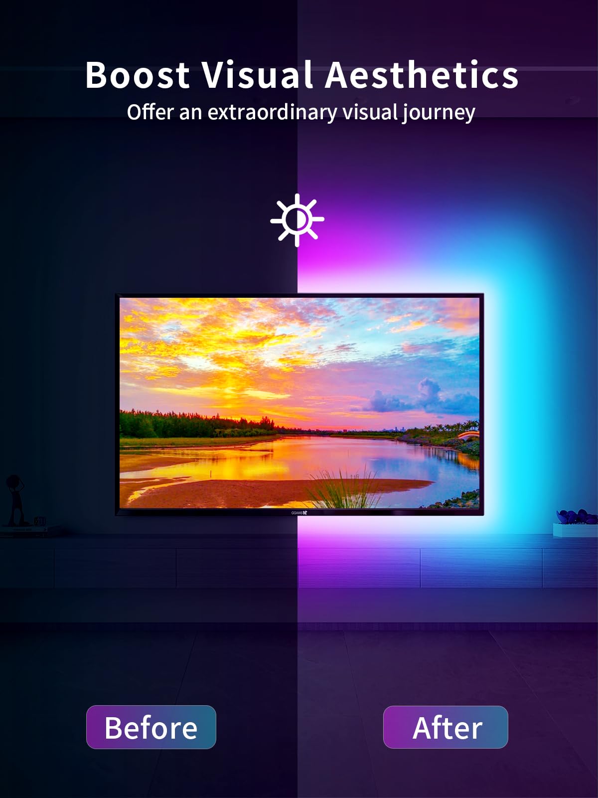 KANTUTOE LED TV Lights – 23ft RGB Backlight for 75-100in TVs | Music Sync, Bluetooth App, USB Powered