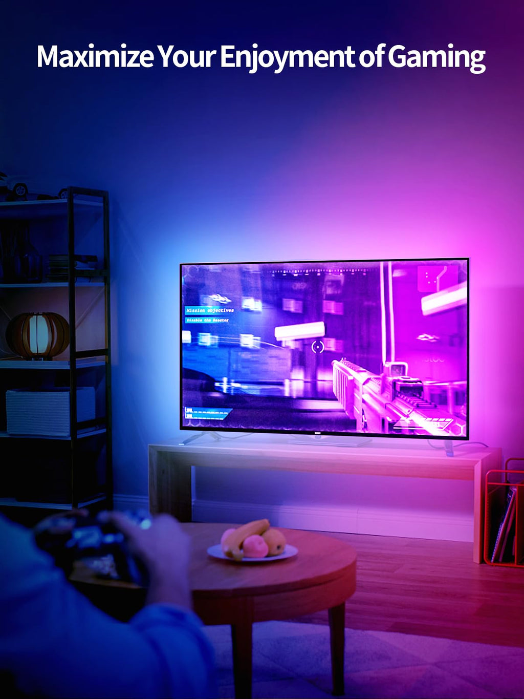 KANTUTOE LED TV Lights – 23ft RGB Backlight for 75-100in TVs | Music Sync, Bluetooth App, USB Powered