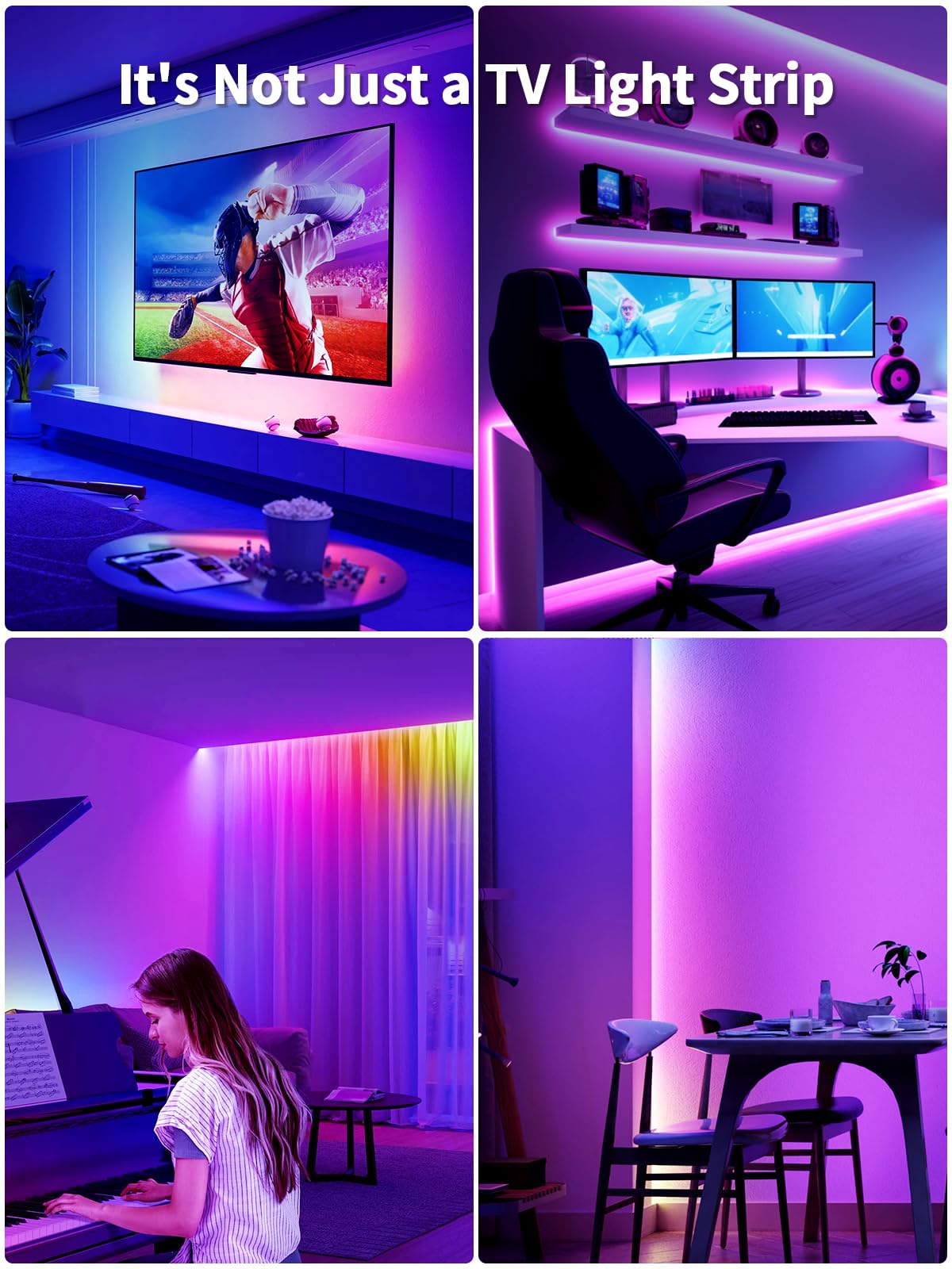 KANTUTOE LED TV Lights – 23ft RGB Backlight for 75-100in TVs | Music Sync, Bluetooth App, USB Powered