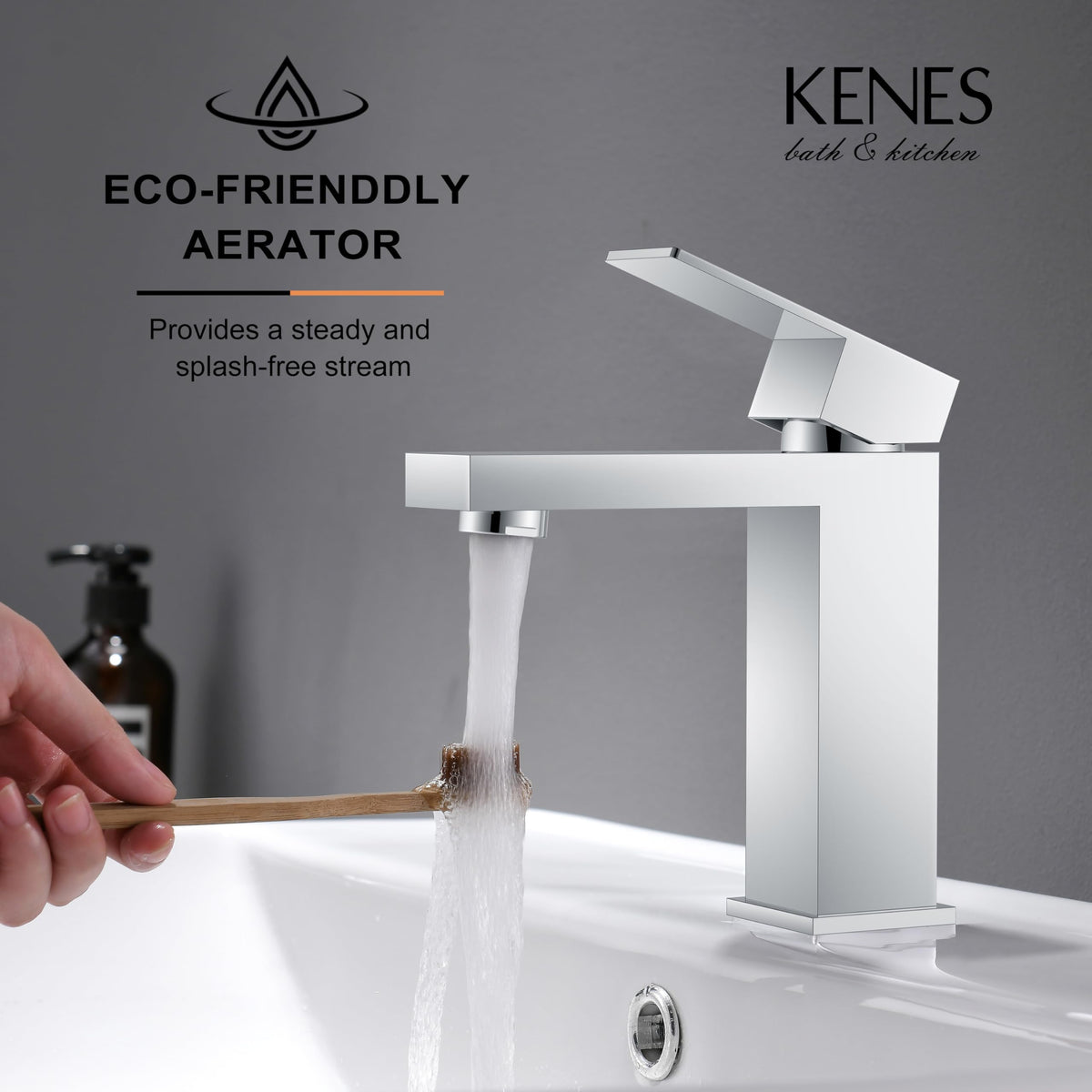 KENES LJ-9031-5 Chrome Single-Handle Bathroom Faucet with Pop Up Drain