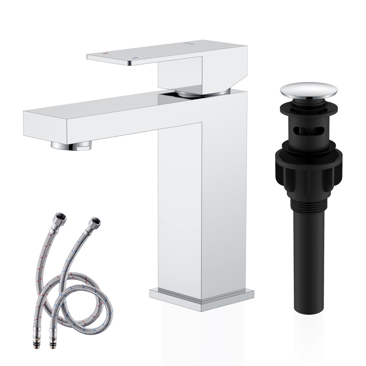 KENES LJ-9031-5 Chrome Single-Handle Bathroom Faucet with Pop Up Drain