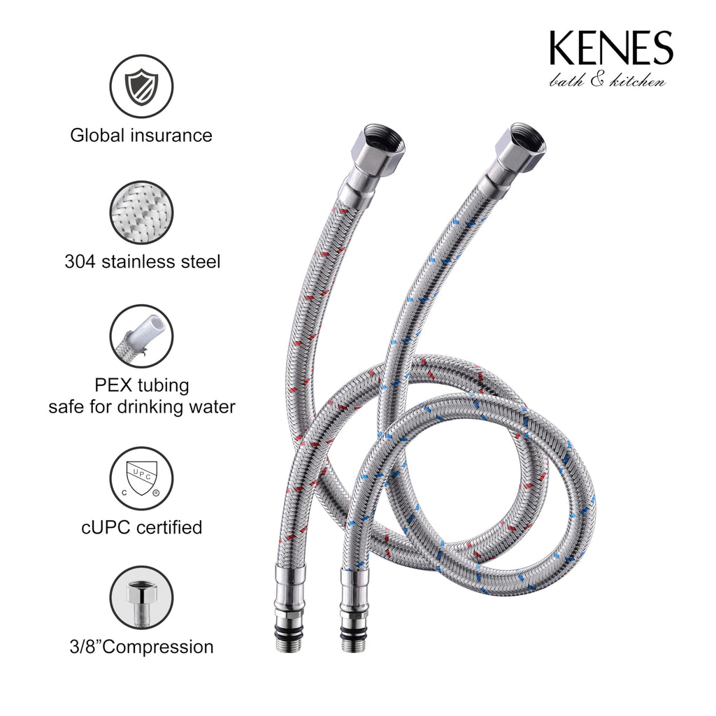 KENES LJ-9031-5 Chrome Single-Handle Bathroom Faucet with Pop Up Drain