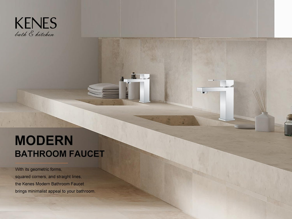 KENES LJ-9031-5 Chrome Single-Handle Bathroom Faucet with Pop Up Drain