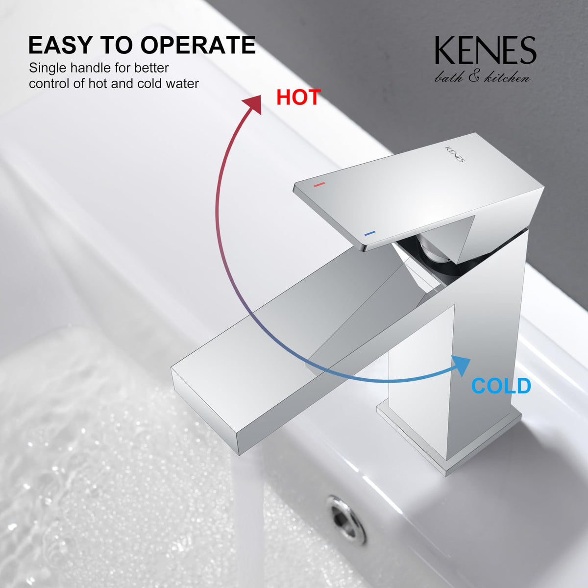 KENES LJ-9031-5 Chrome Single-Handle Bathroom Faucet with Pop Up Drain