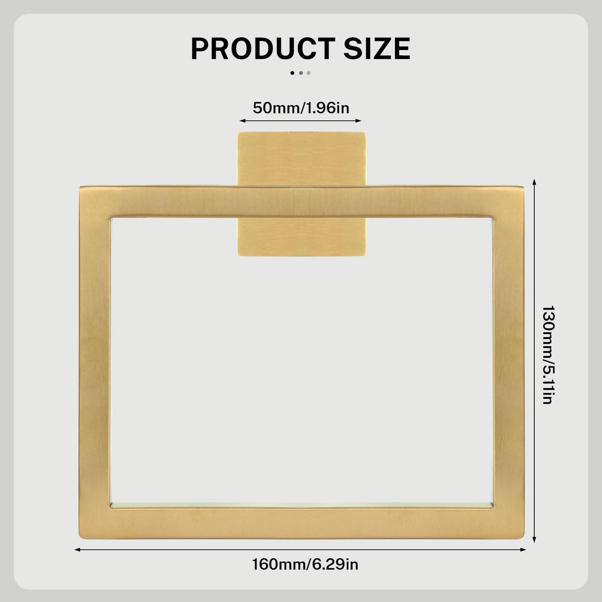 Kiakuoow 2-Piece Brushed Gold Towel Ring Set – Square Wall-Mounted, Stainless Steel
