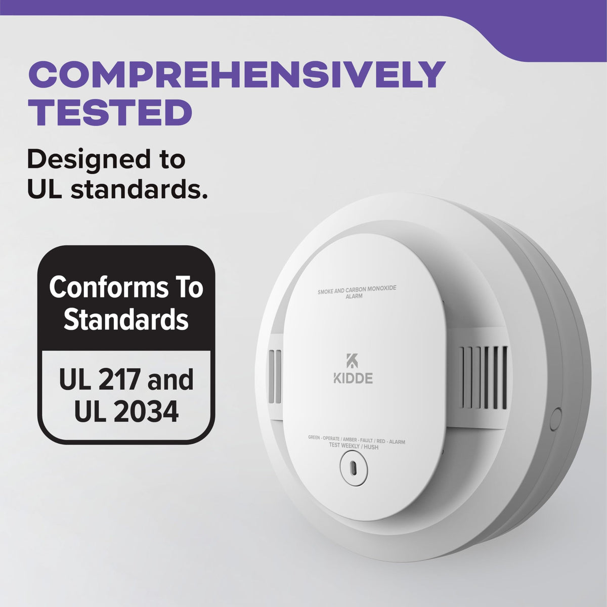 Kidde 30CUDR Smoke & CO Detector – AA Battery Powered, 85dB Alarm, LED Status, 3-Pack