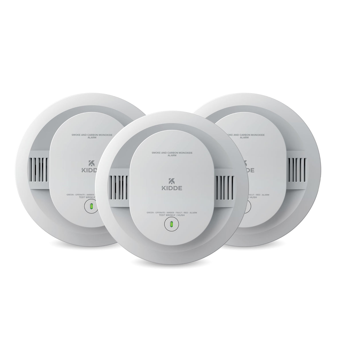 Kidde 30CUDR Smoke & CO Detector – AA Battery Powered, 85dB Alarm, LED Status, 3-Pack