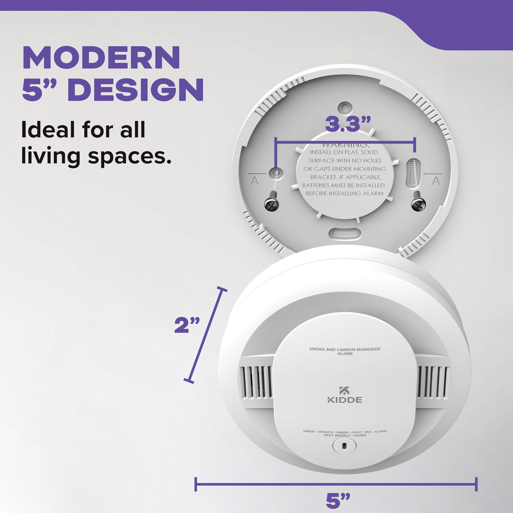 Kidde 30CUDR Smoke & CO Detector – AA Battery Powered, 85dB Alarm, LED Status, 3-Pack
