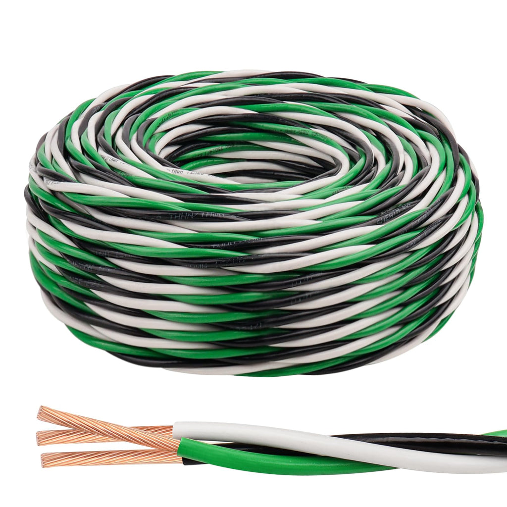 Kimbluth THHN Wire 12 GA 50 ft – 3-Conductor Copper Cable with Ground, Nylon Jacket, 600V