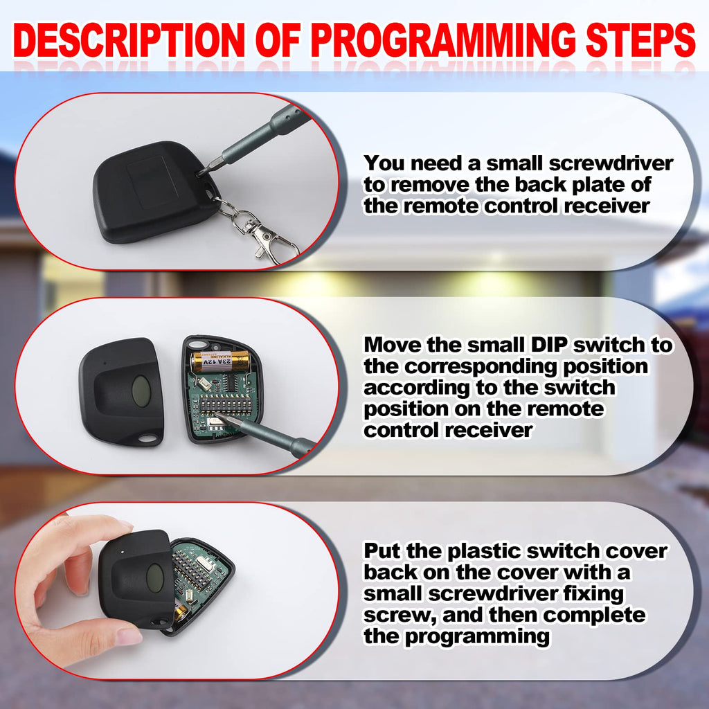 Kingdder 3-Pack Gate Opener Remote | Multicode 3089 300MHz 10-Dip Switch Compatible