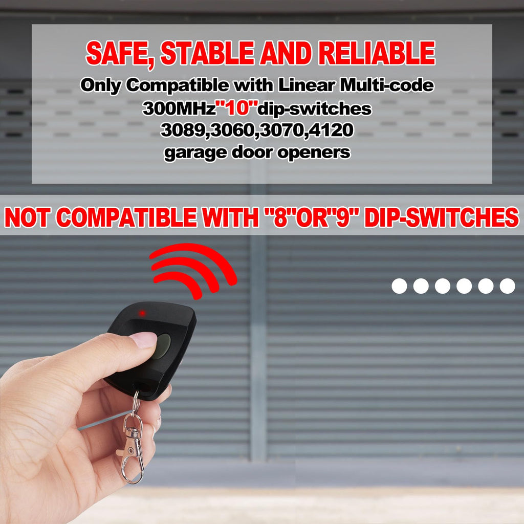 Kingdder 3-Pack Gate Opener Remote | Multicode 3089 300MHz 10-Dip Switch Compatible