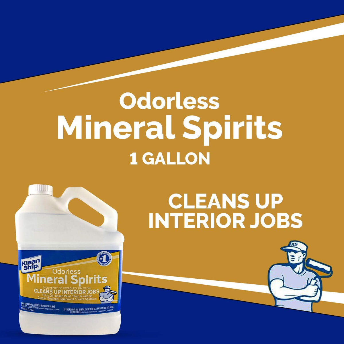 KLEAN-STRIP GKSP94214 Odorless Mineral Spirits, 1-Gallon – Thins Oil-Based Paint, Stain & Varnish