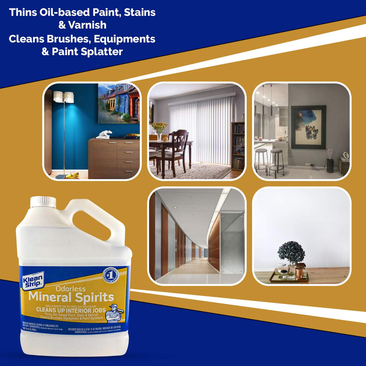 KLEAN-STRIP GKSP94214 Odorless Mineral Spirits, 1-Gallon – Thins Oil-Based Paint, Stain & Varnish