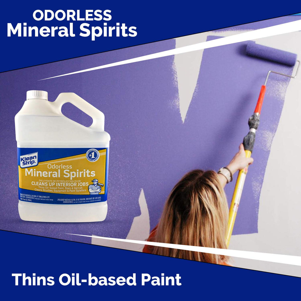 KLEAN-STRIP GKSP94214 Odorless Mineral Spirits, 1-Gallon – Thins Oil-Based Paint, Stain & Varnish