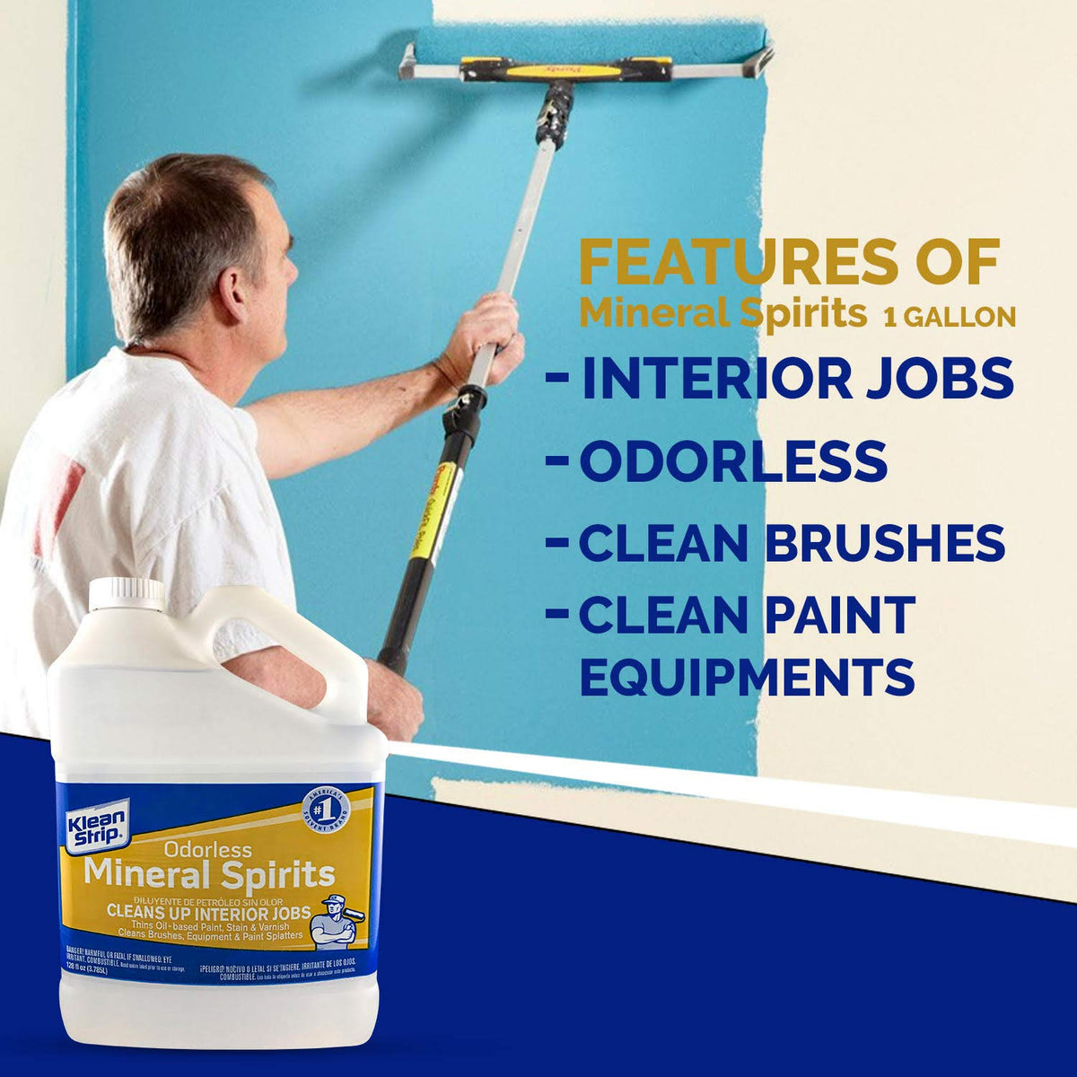 KLEAN-STRIP GKSP94214 Odorless Mineral Spirits, 1-Gallon – Thins Oil-Based Paint, Stain & Varnish