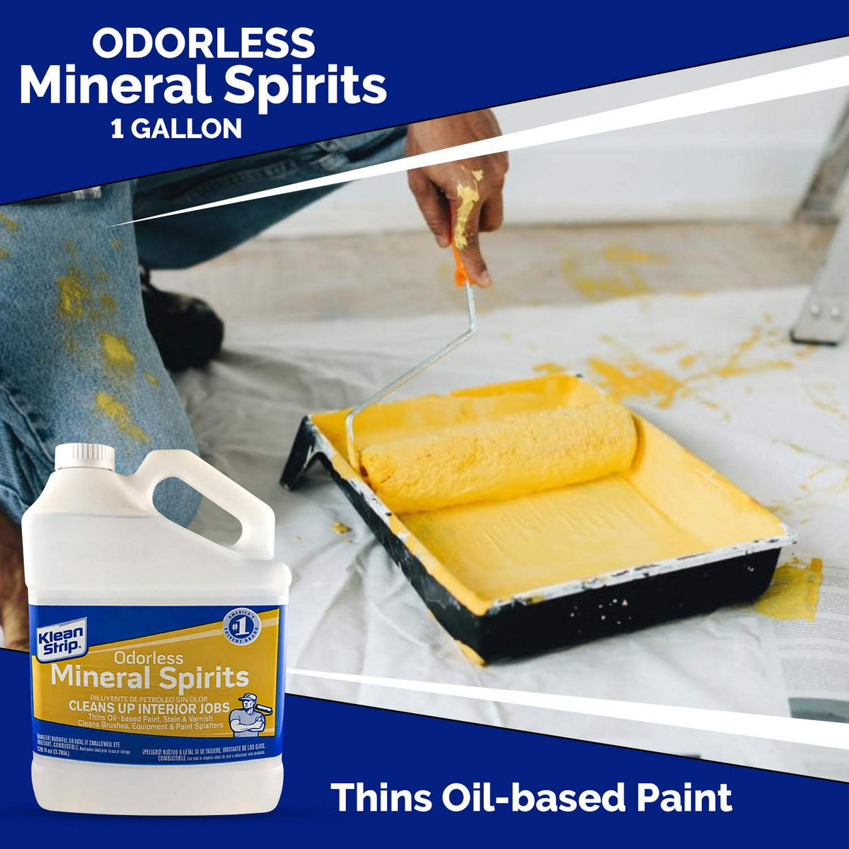KLEAN-STRIP GKSP94214 Odorless Mineral Spirits, 1-Gallon – Thins Oil-Based Paint, Stain & Varnish