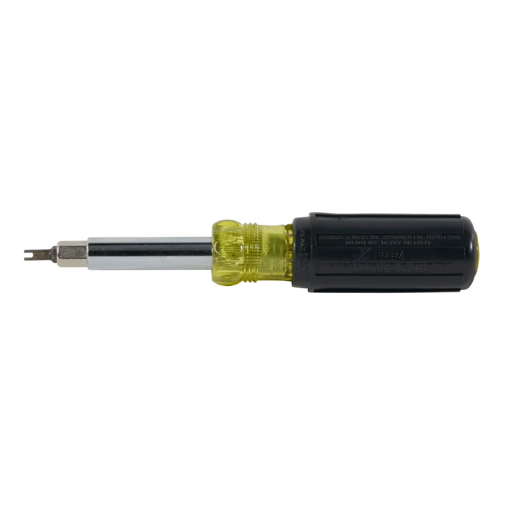 Klein Tools 32527 11-in-1 Multi-Bit Screwdriver/Nut Driver | Schrader, Phillips, Slotted, Square Bits
