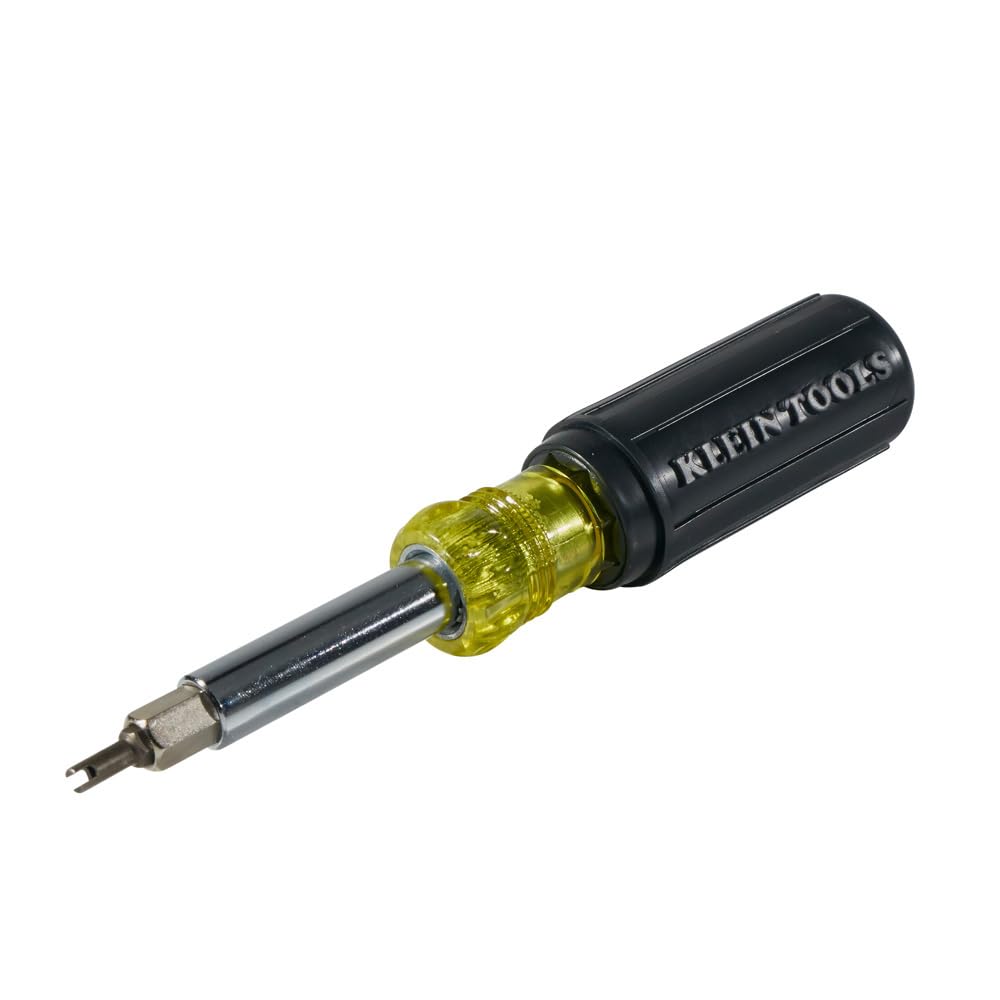 Klein Tools 32527 11-in-1 Multi-Bit Screwdriver/Nut Driver | Schrader, Phillips, Slotted, Square Bits