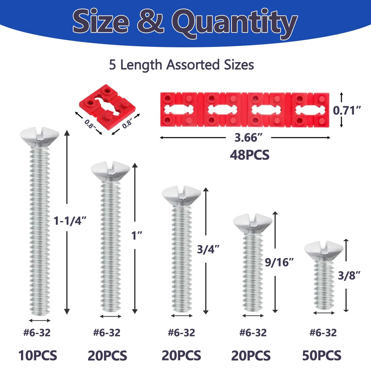 Klfte 168pcs White Wall Plate Screws & Outlet Spacers Kit — 3/8 inch to 1.2 inch