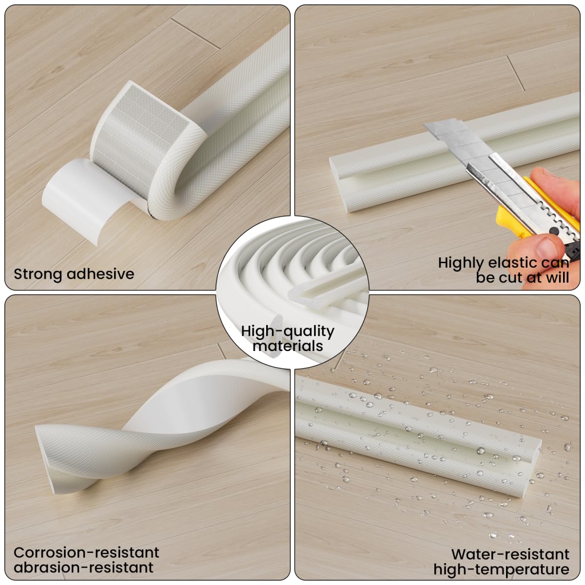 KNEELISA V Shape Thin Foam Weather Stripping Door Seal — 33FT White, Draft Stopper & Insulation