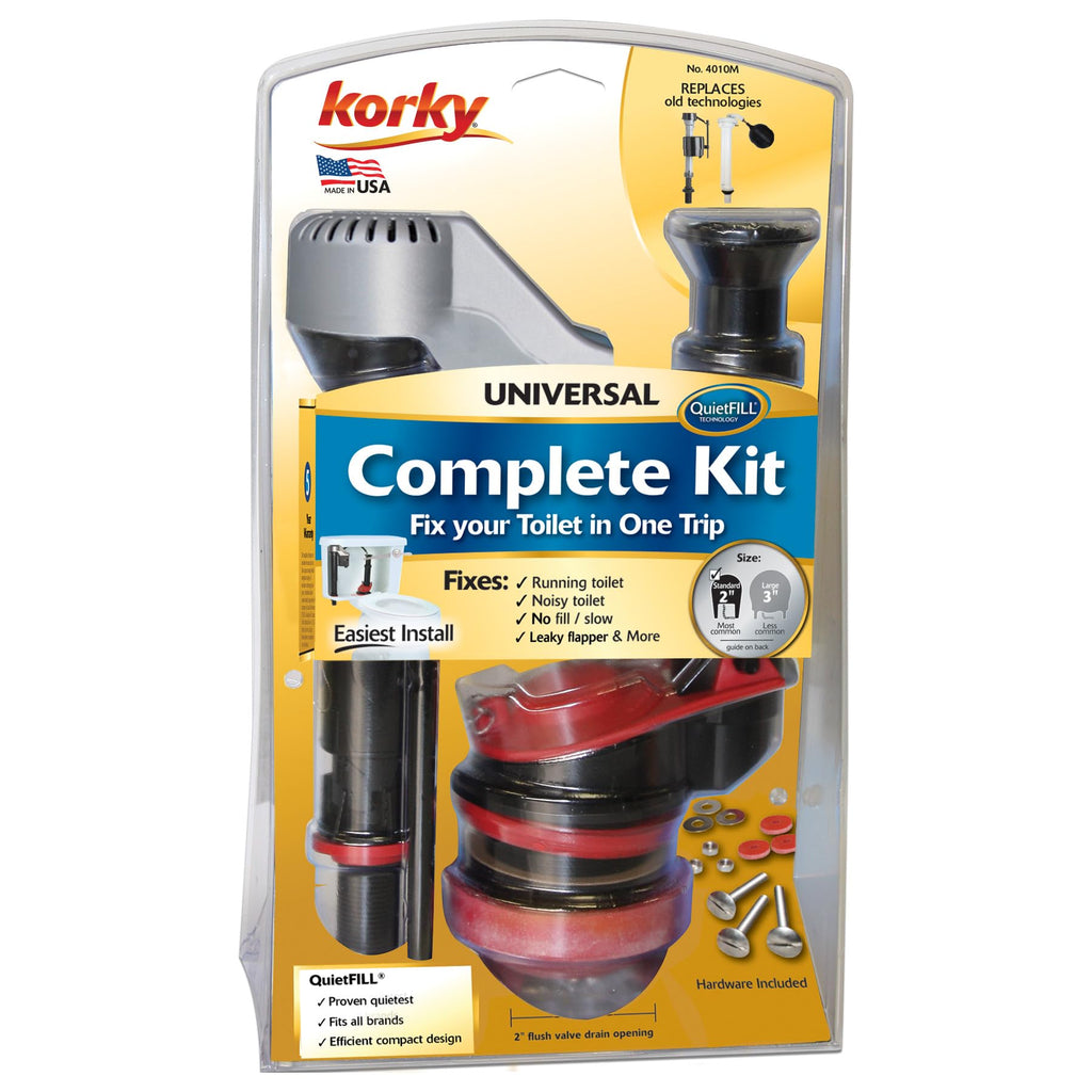 Korky Standard 2-Inch Toilet Repair Kit 4010MP – Easy, Complete Fix for Running, Noisy, and Weak Flushing