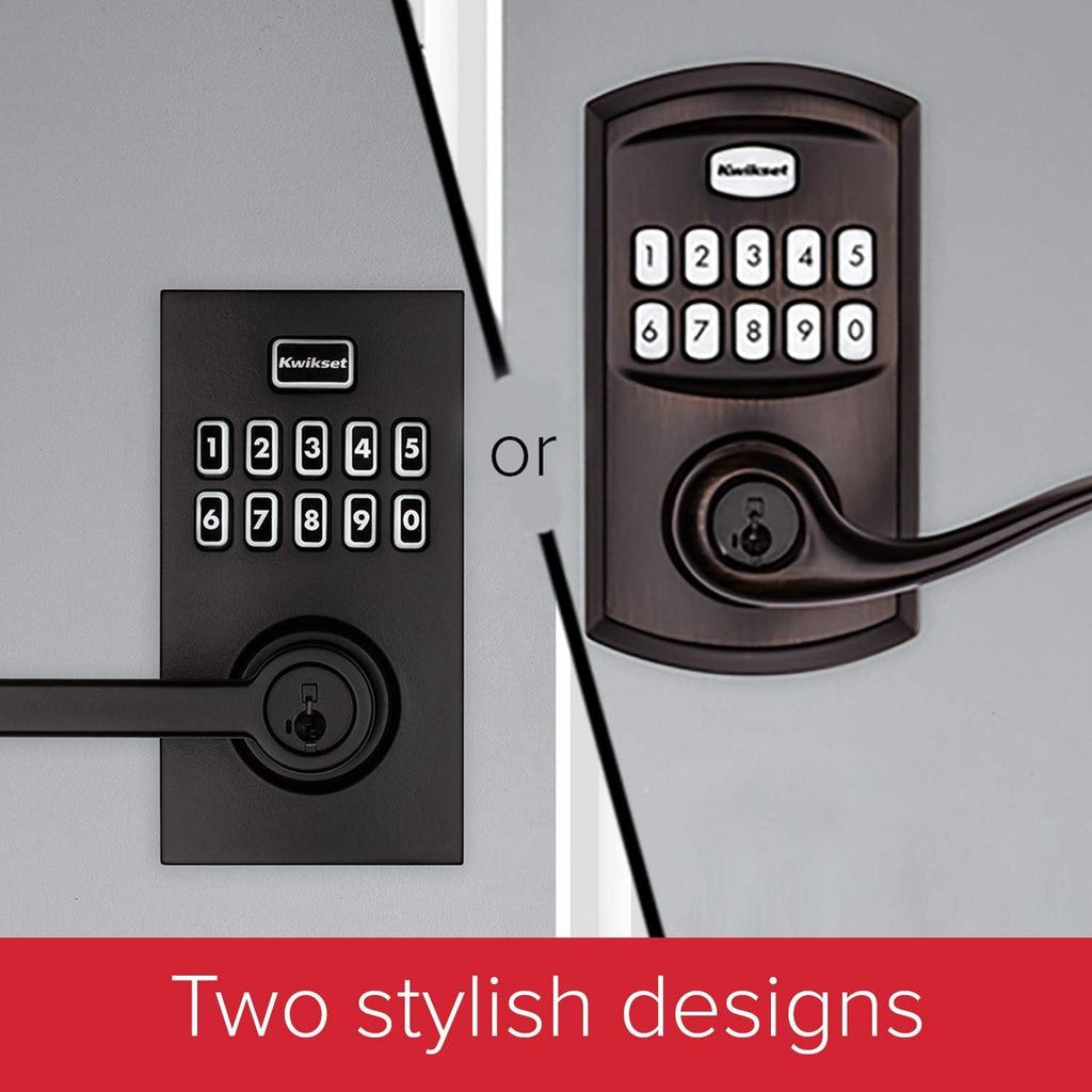 Kwikset SmartCode 917 Keypad Lever with Halifax Handle – Matte Black, SmartKey Security