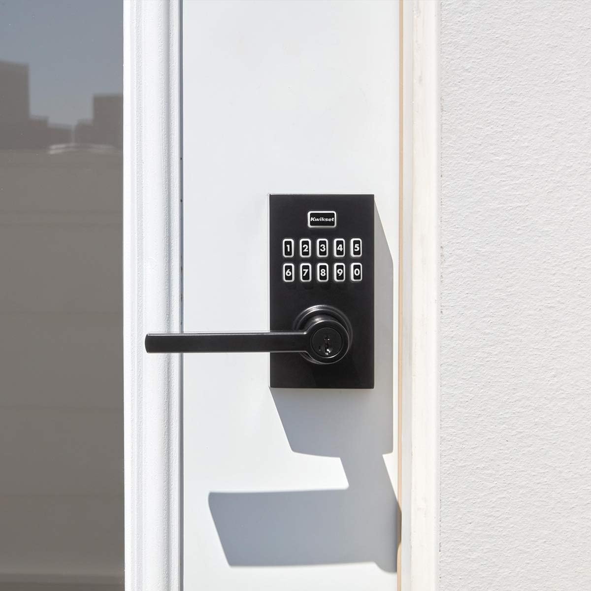 Kwikset SmartCode 917 Keypad Lever with Halifax Handle – Matte Black, SmartKey Security