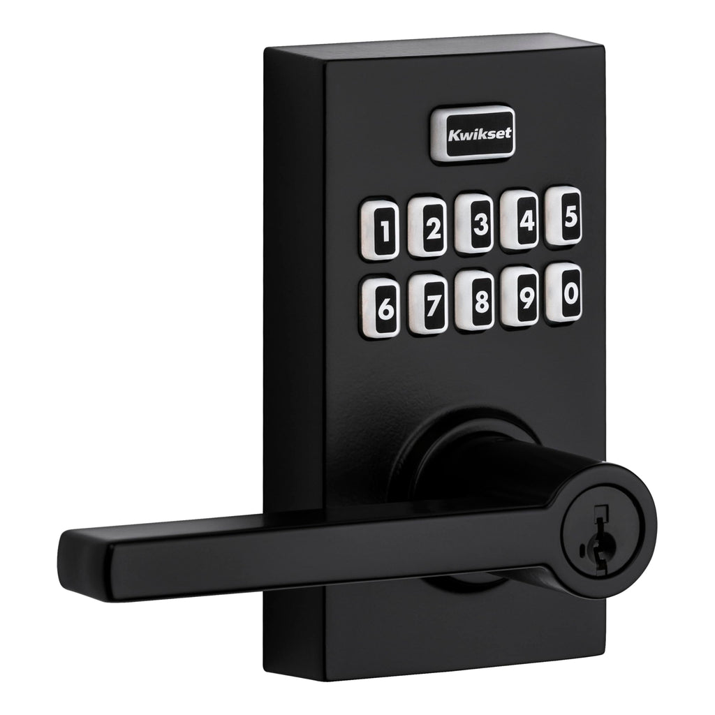 Kwikset SmartCode 917 Keypad Lever with Halifax Handle – Matte Black, SmartKey Security
