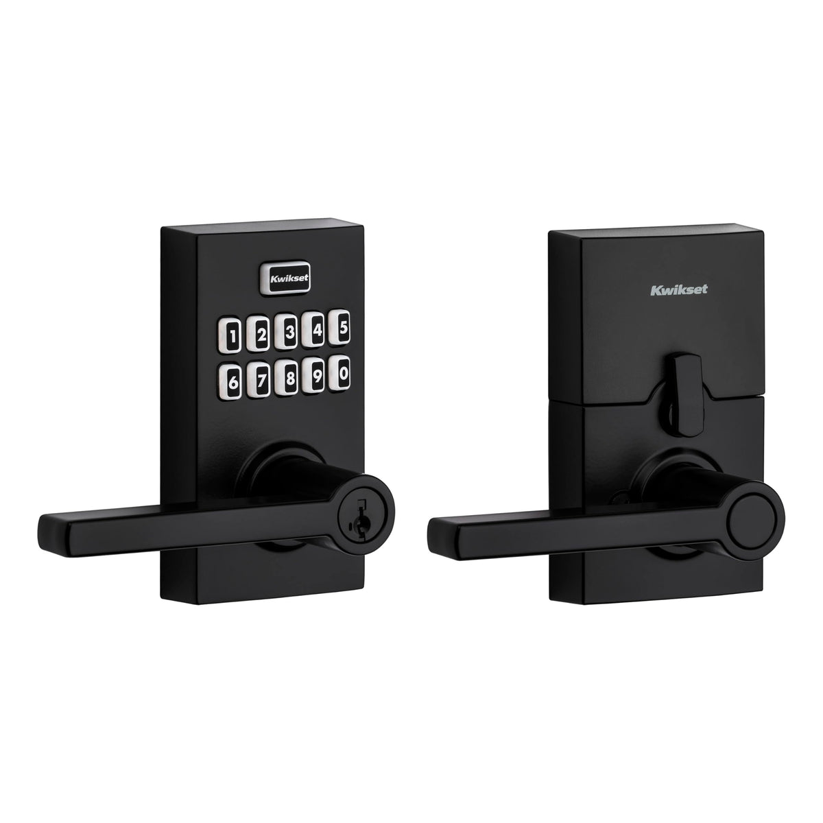 Kwikset SmartCode 917 Keypad Lever with Halifax Handle – Matte Black, SmartKey Security