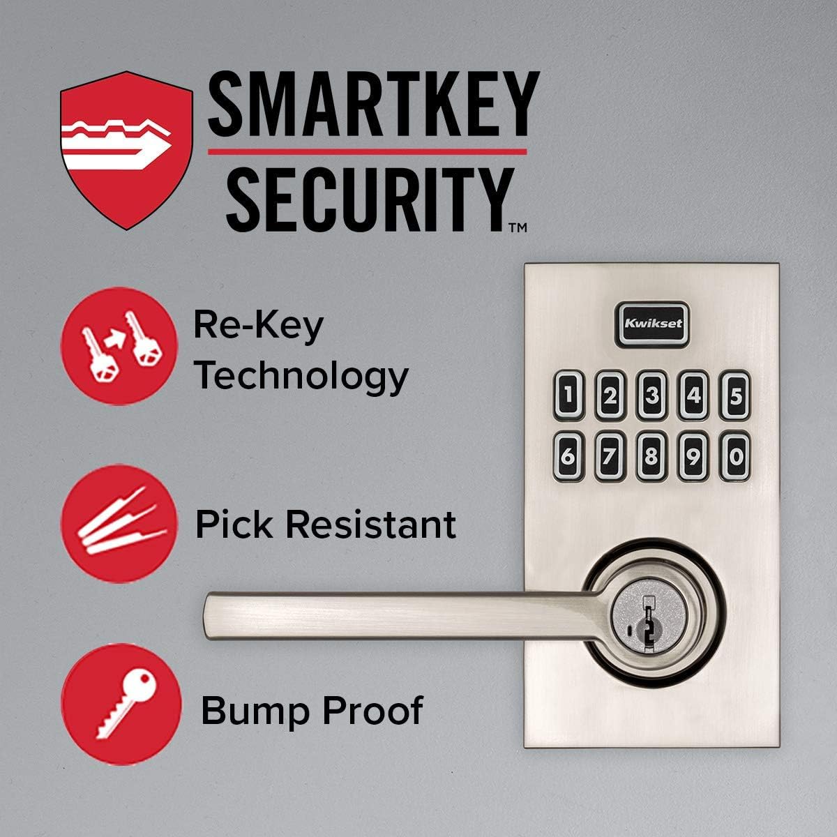 Kwikset SmartCode 917 Keypad Lever with Halifax Handle – Matte Black, SmartKey Security