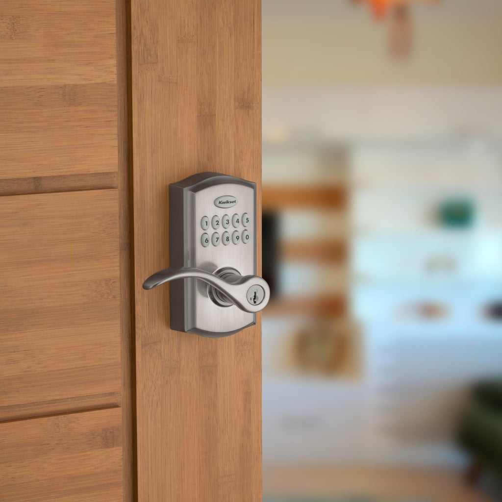 Kwikset SmartCode 955 Pembroke – Light Commercial Keyless Entry Lever (Satin Nickel)