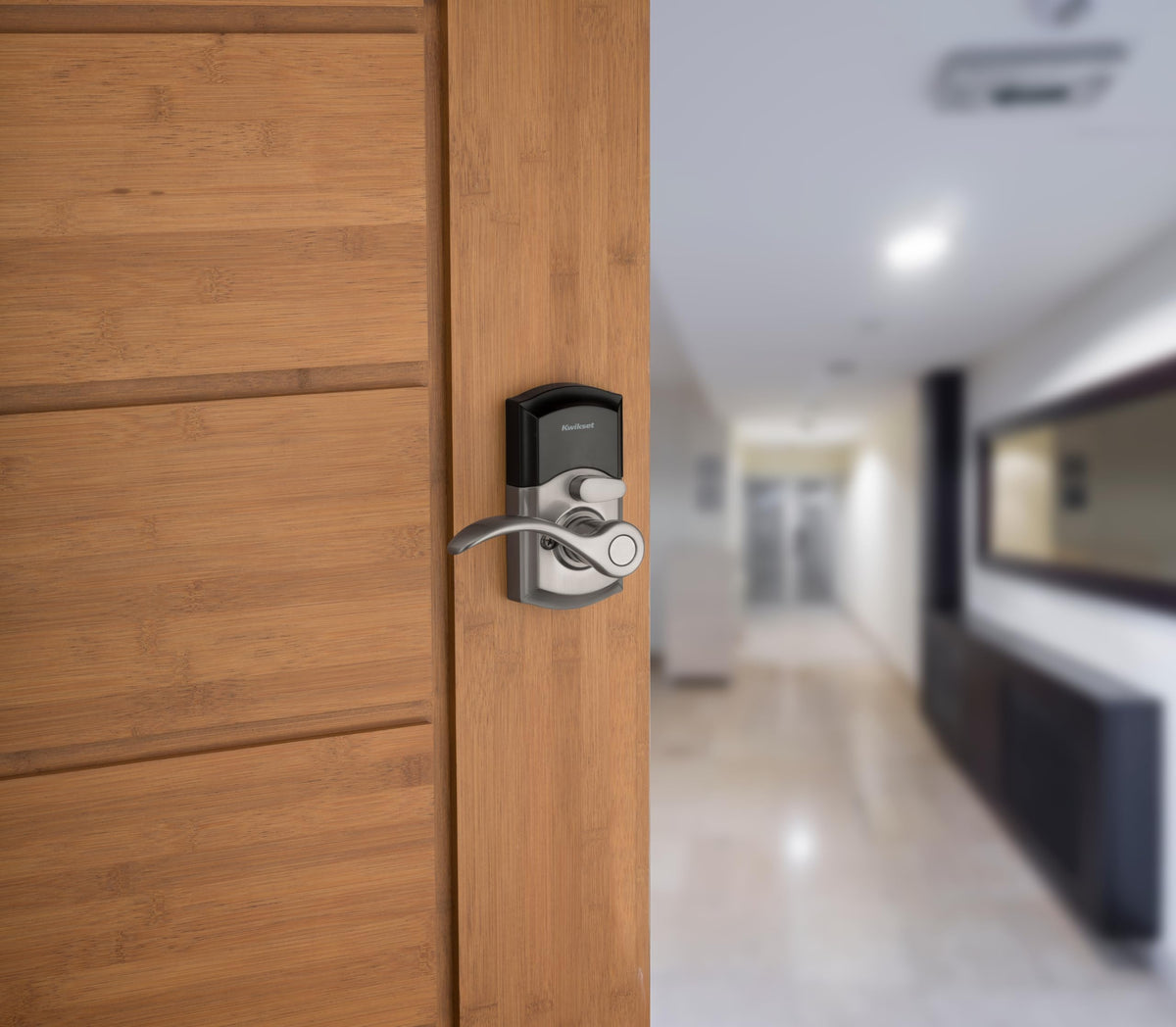 Kwikset SmartCode 955 Pembroke – Light Commercial Keyless Entry Lever (Satin Nickel)