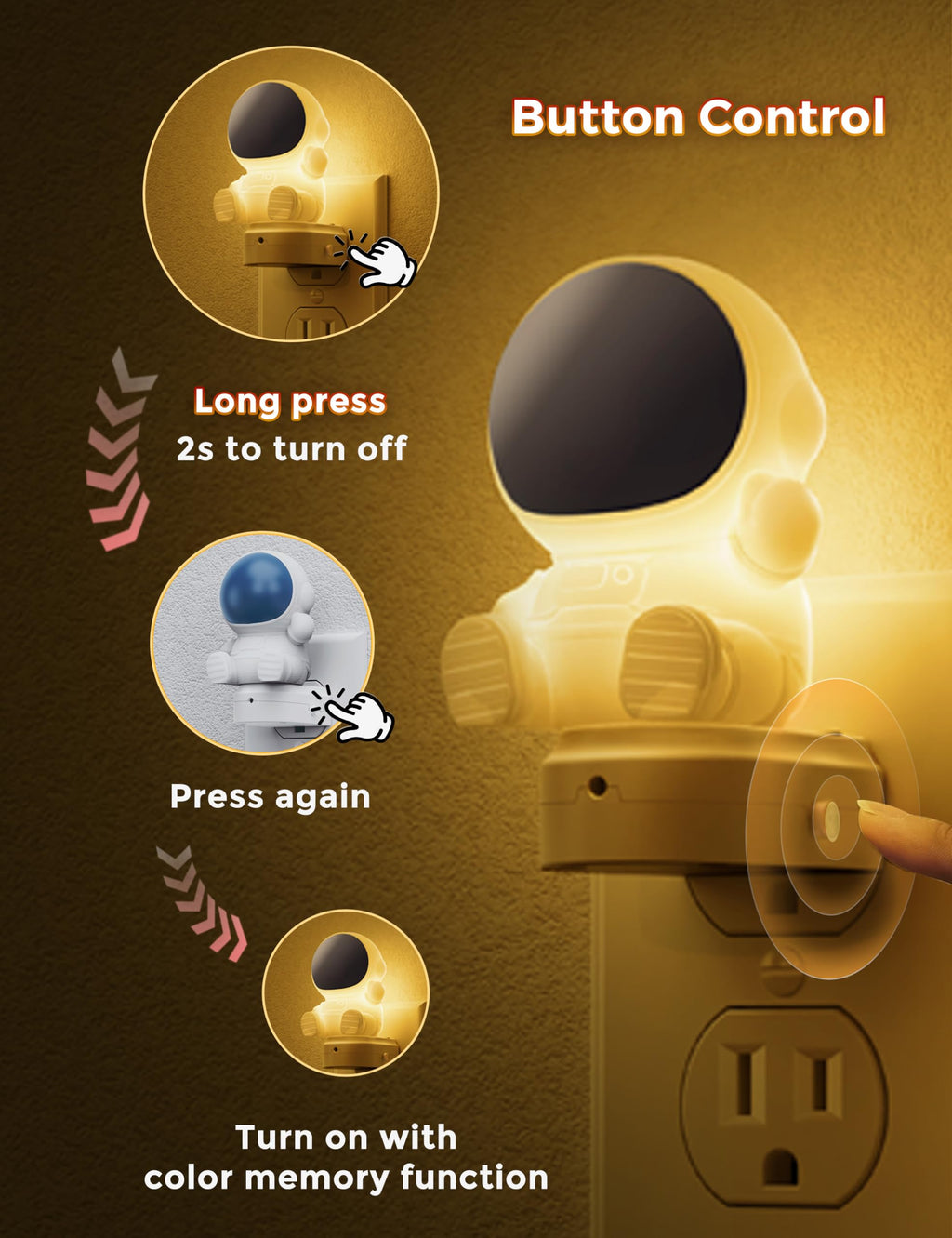 L LOHAS LED Night Light for Kids — 3D Space, RGB + 3000K Soft White, 3 Modes
