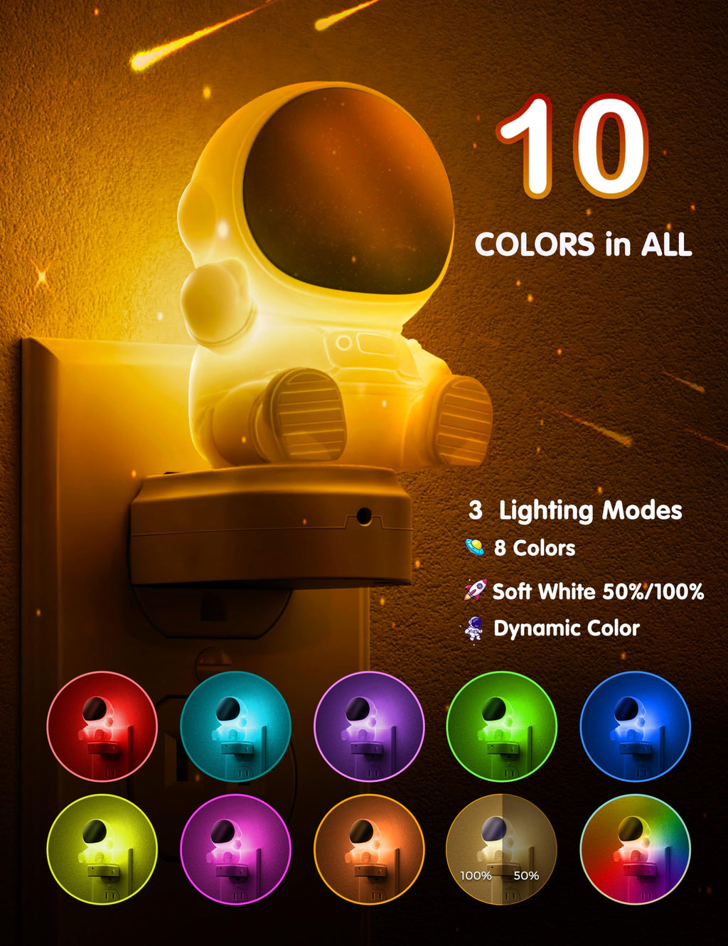 L LOHAS LED Night Light for Kids — 3D Space, RGB + 3000K Soft White, 3 Modes