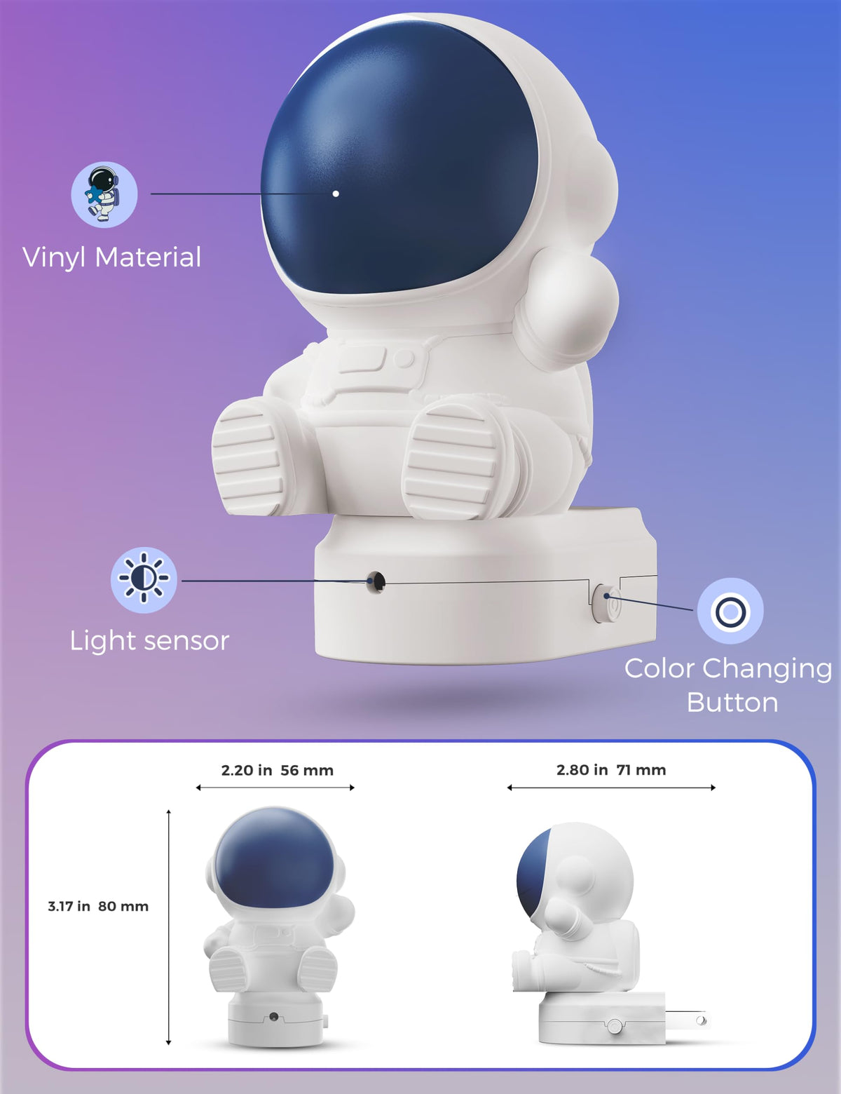 L LOHAS LED Night Light for Kids — 3D Space, RGB + 3000K Soft White, 3 Modes