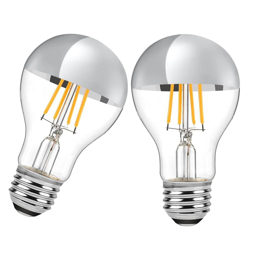 LDCHIUEN Half Chrome LED Bulb 4W – Dimmable 2700K, E26 A19, Silver Mirror (Pack of 2)
